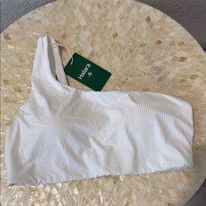 Halara Ribbed White One-Shoulder Top size m